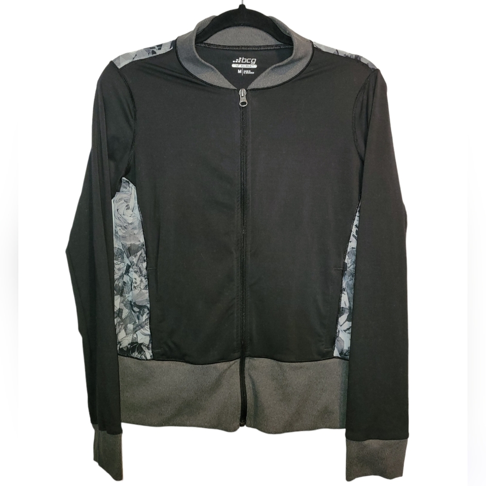 Women's BCG Athletic Jacket Rose Black Grey Medium Soft Lightweight Gym Fitness